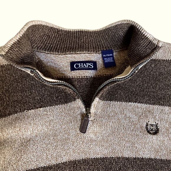 CHAPS By RALPH LAUREN Mens 100% Cotton 1/4 ZIP Pullover Sweater size XL - Picture 3 of 11